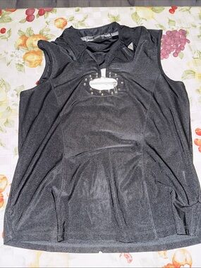 Black Sleeveless Stud-Embellished Women's Top